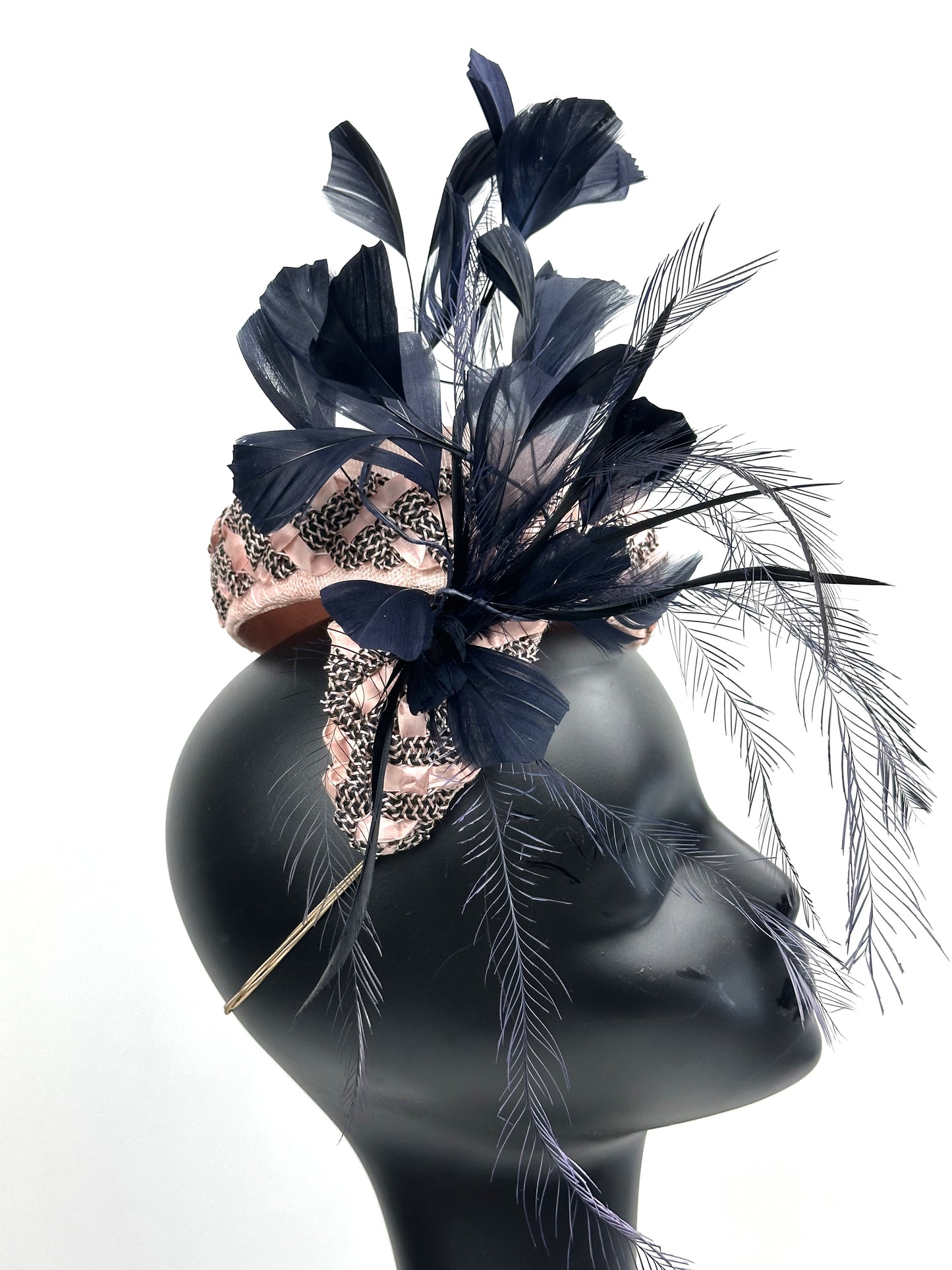 NOVA Pink and Black Pillbox Hat