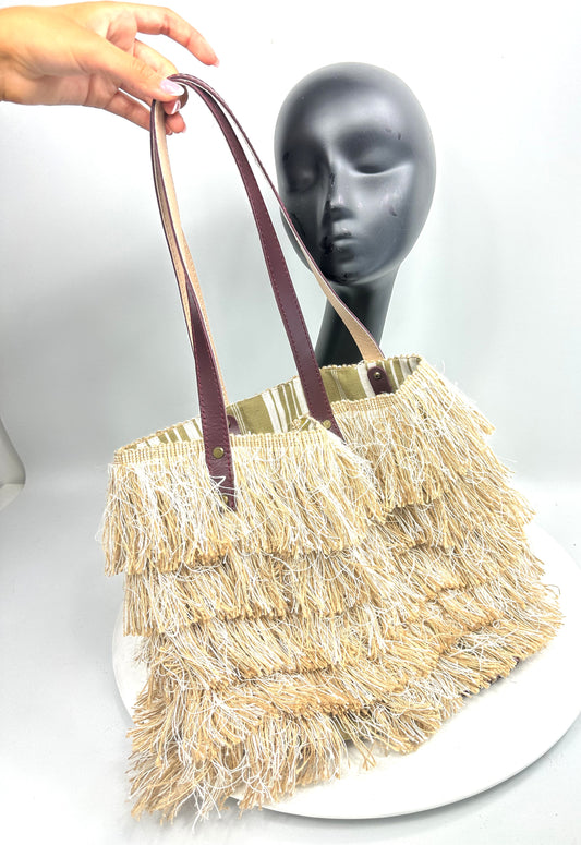 AGNES Medium Sized Fringed Tote Bag
