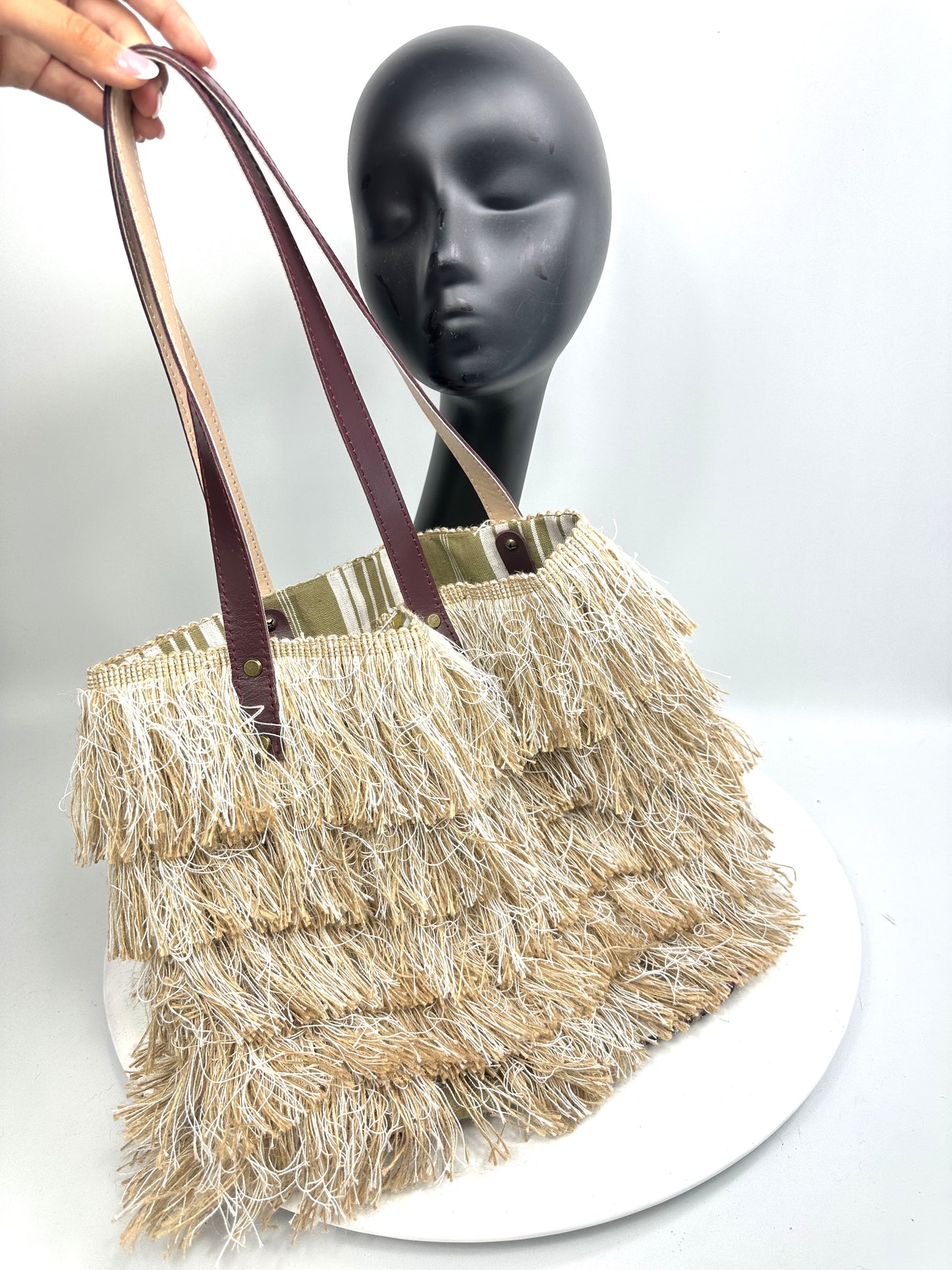 AGNES Medium Sized Fringed Tote Bag