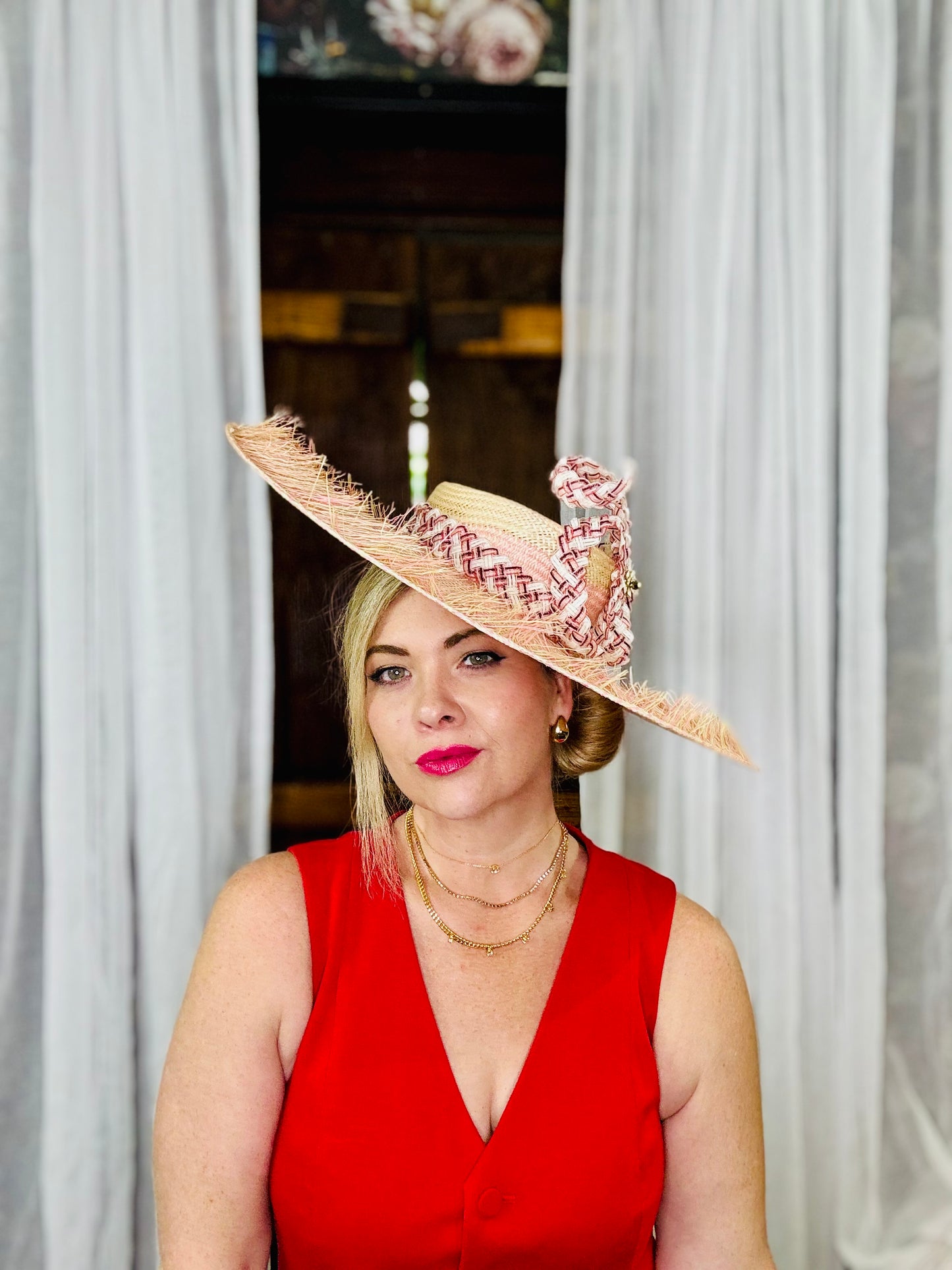ESTELLE Wide Brimmed Boater Hat