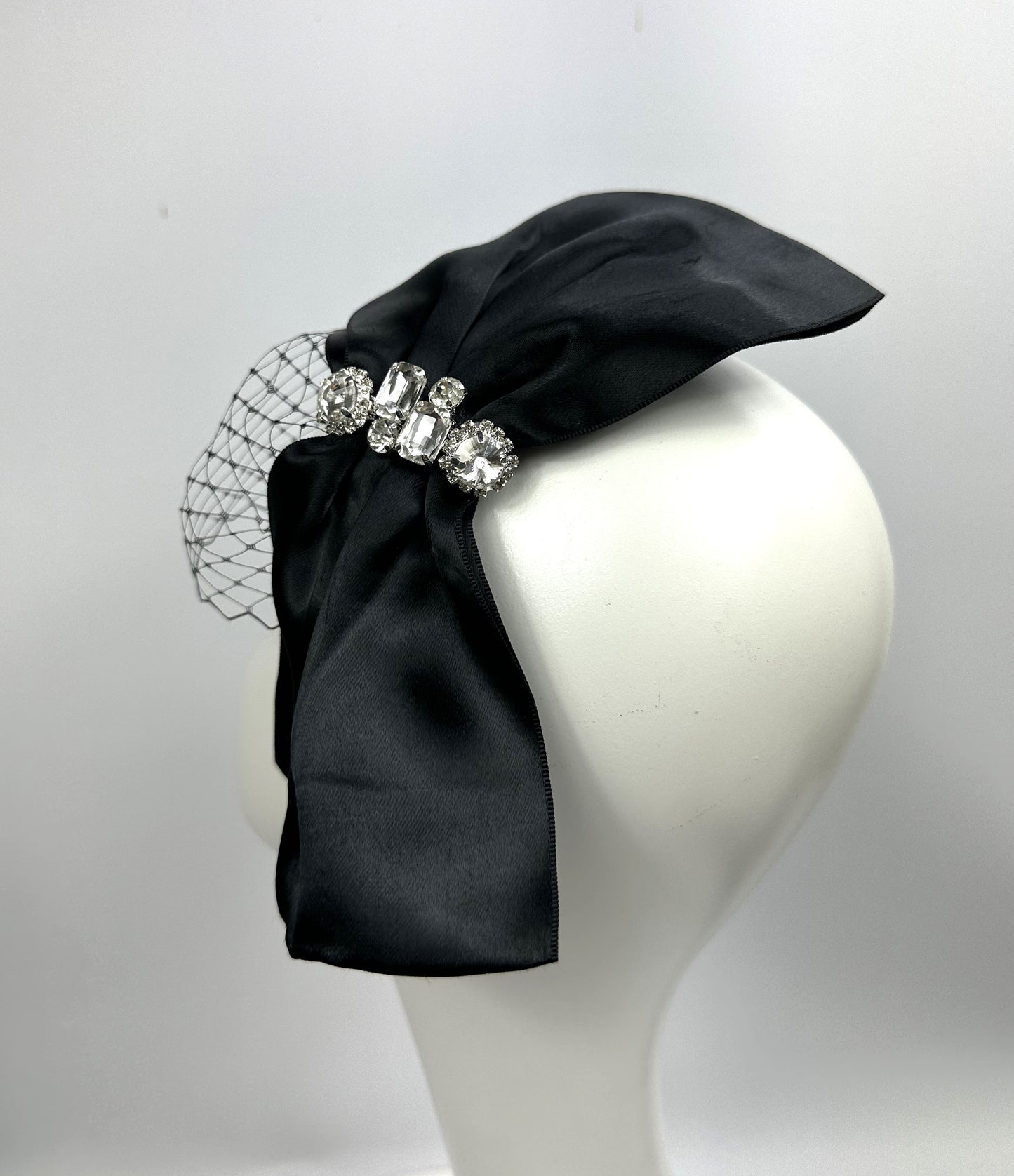 GEORGIA Black Satin Bow Hat