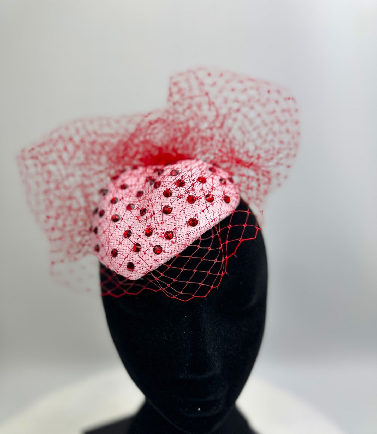 FAYE Pink Heart Cocktail Hat