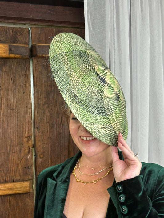 LOTTIE  Green Straw Hat Race Hat Fascinator