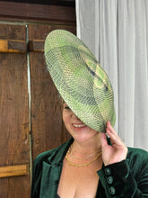 Load image into Gallery viewer, LOTTIE  Green Straw Hat Race Hat Fascinator
