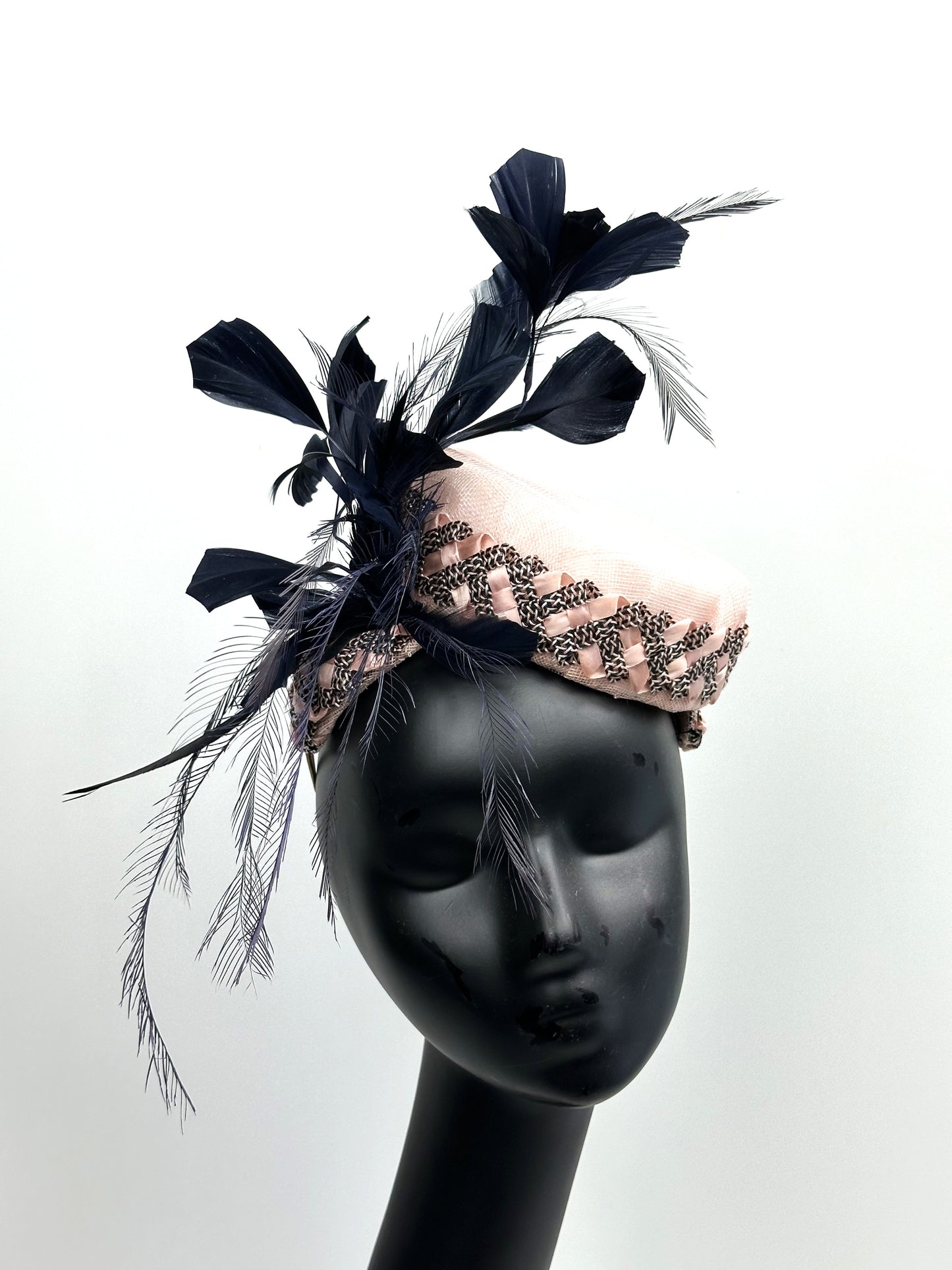 NOVA Pink and Black Pillbox Hat