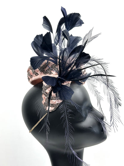 NOVA Pink and Black Pillbox Hat