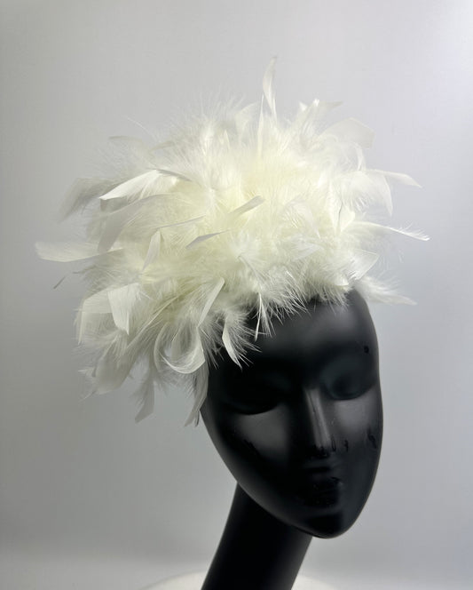 BERNICE White Feather Headband