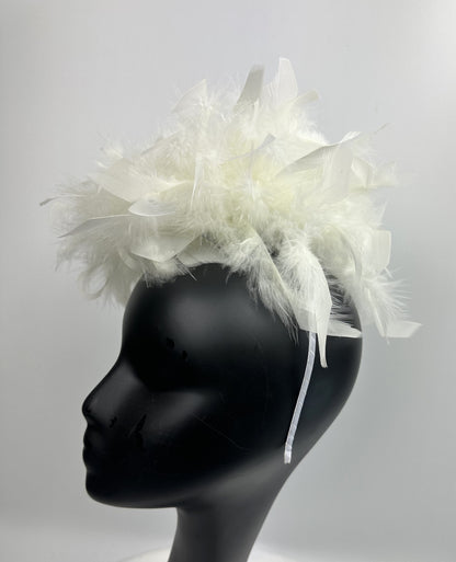 BERNICE White Feather Headband