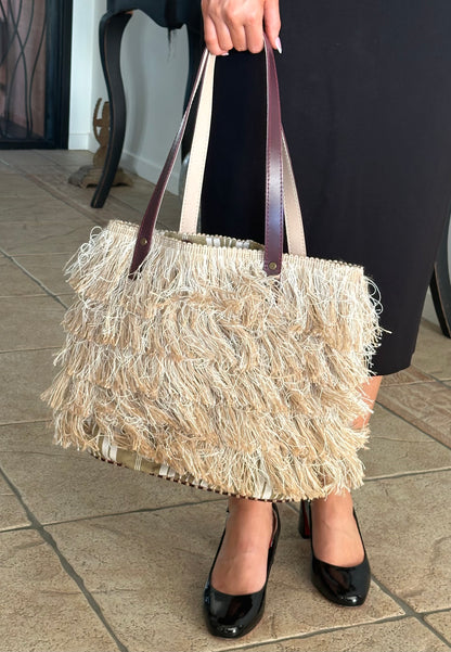 AGNES Medium Sized Fringed Tote Bag