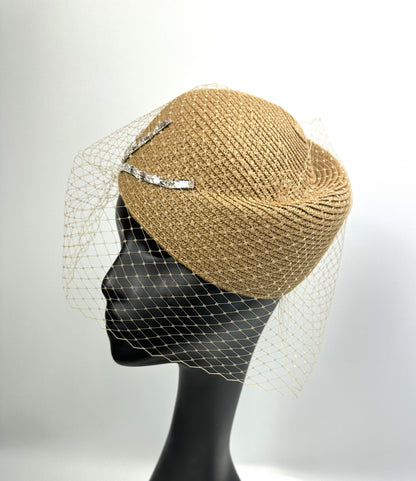 LORETTA Straw Pillbox Hat