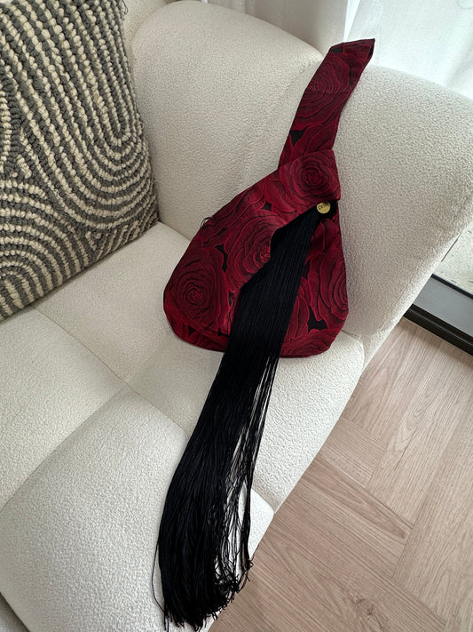DOREEN Red and Black Brocade Bag