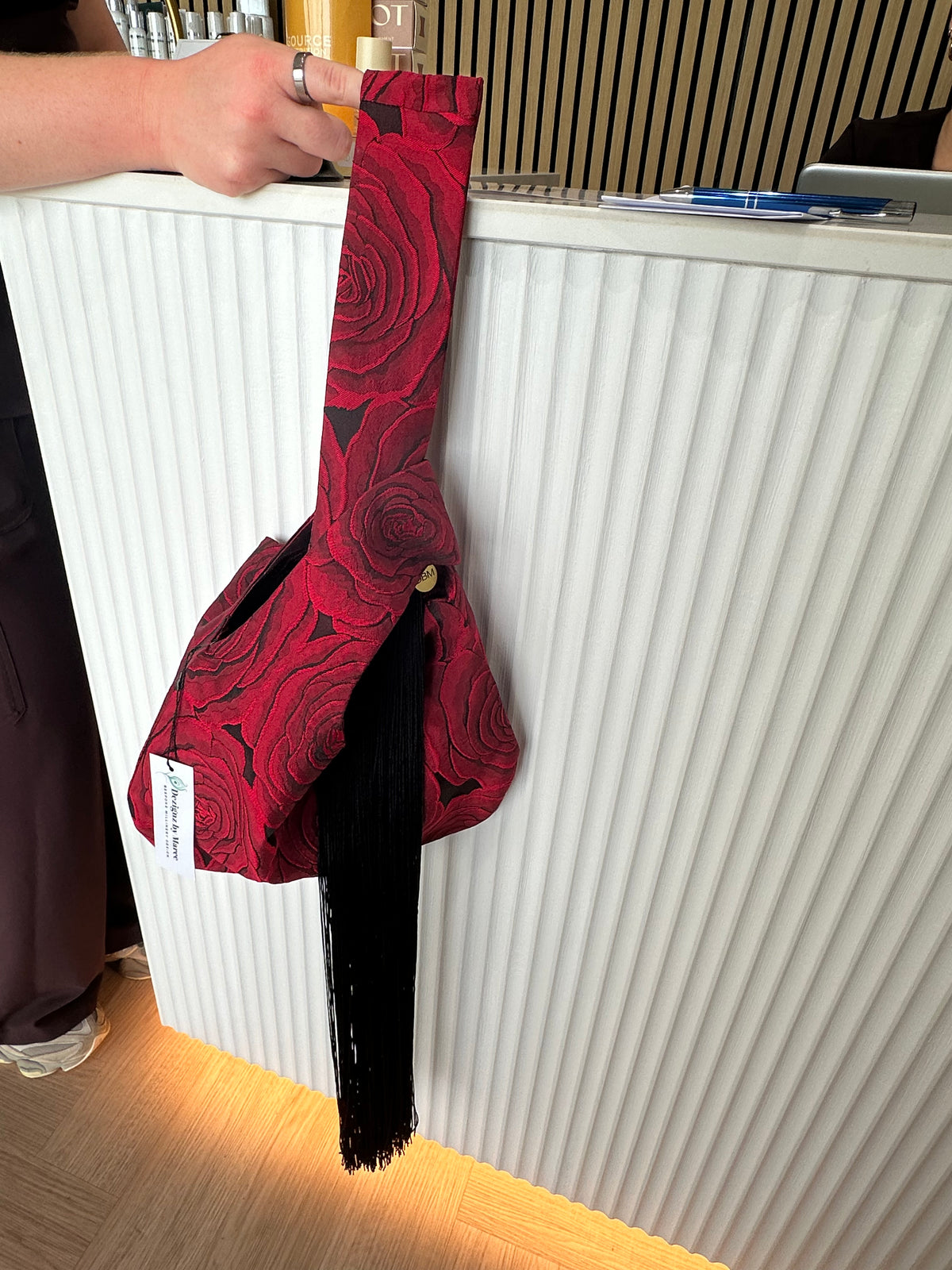 DOREEN Red and Black Brocade Bag