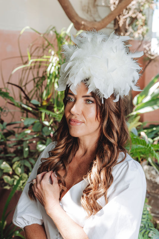 BERNICE White Feather Headband