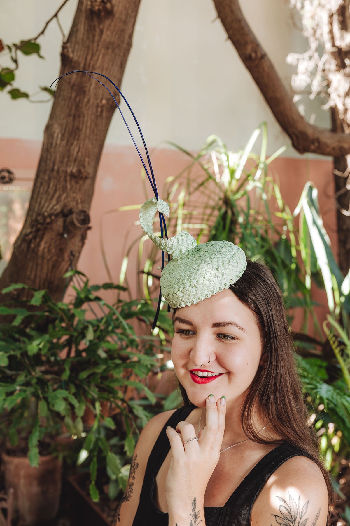 IZZIE Mint Green Straw Cocktail Hat Fascinator Race Hat