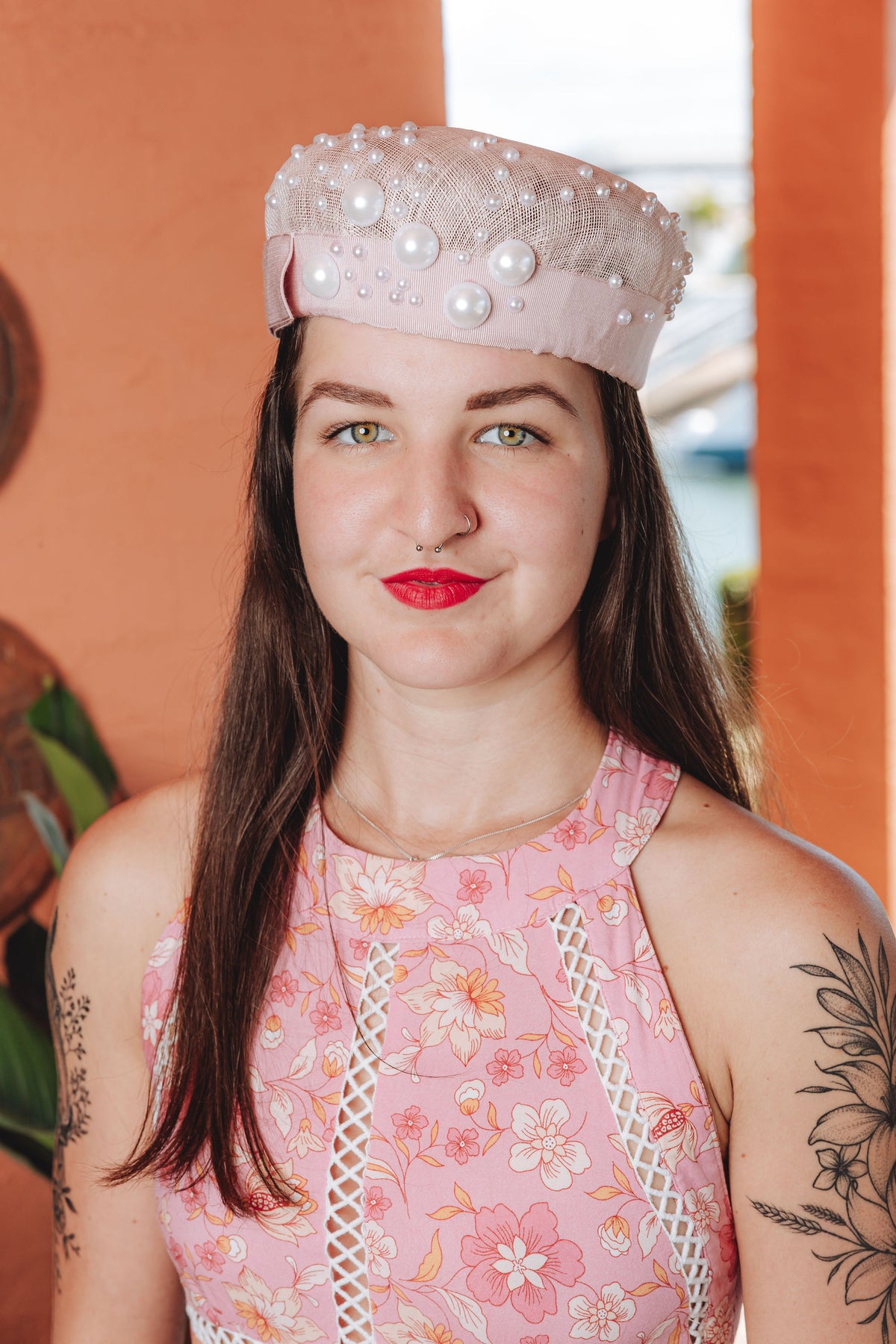 GEMMA Pink Sinnamay Beret
