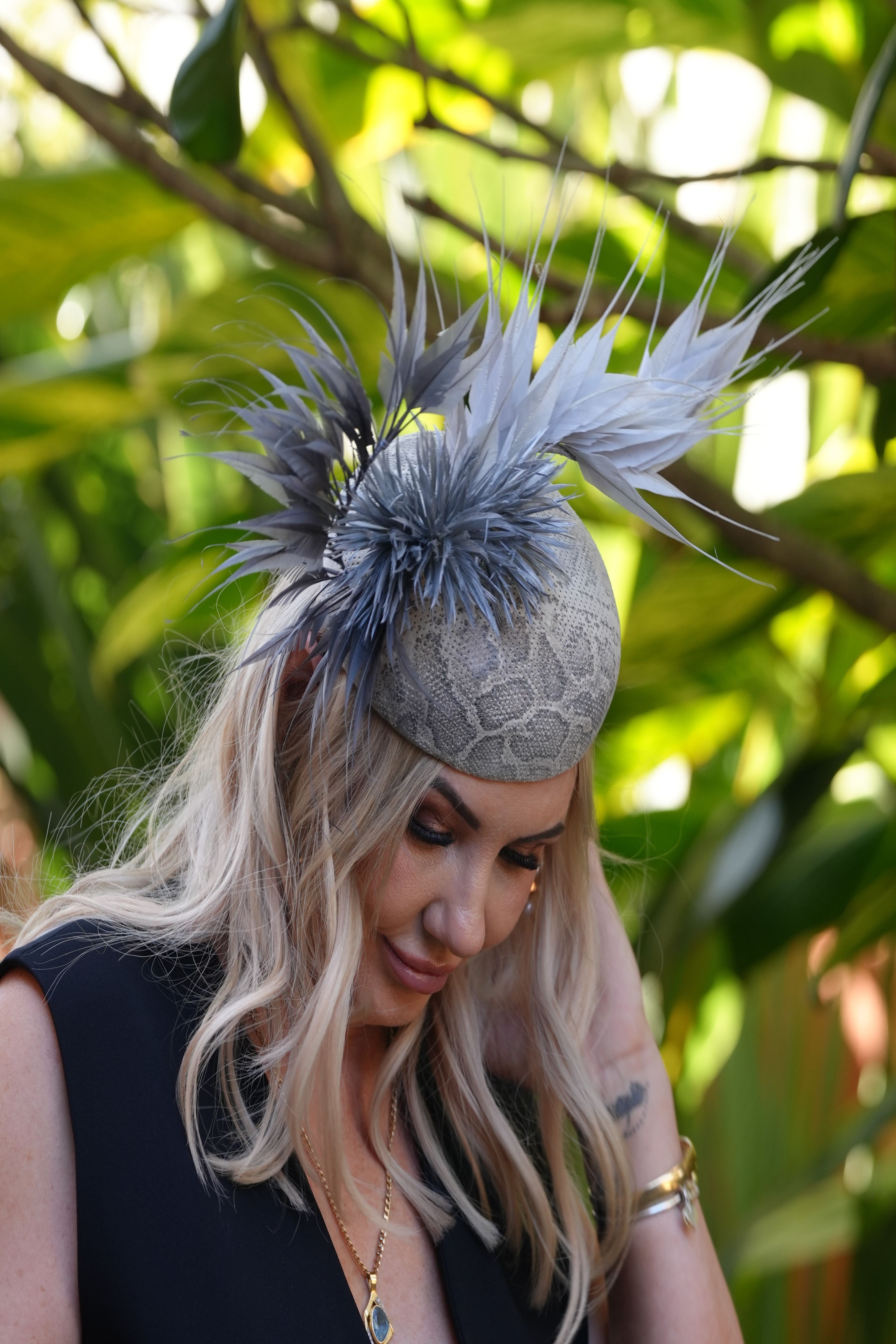 LOLA Leather Button Hat Race Hat Fascinator