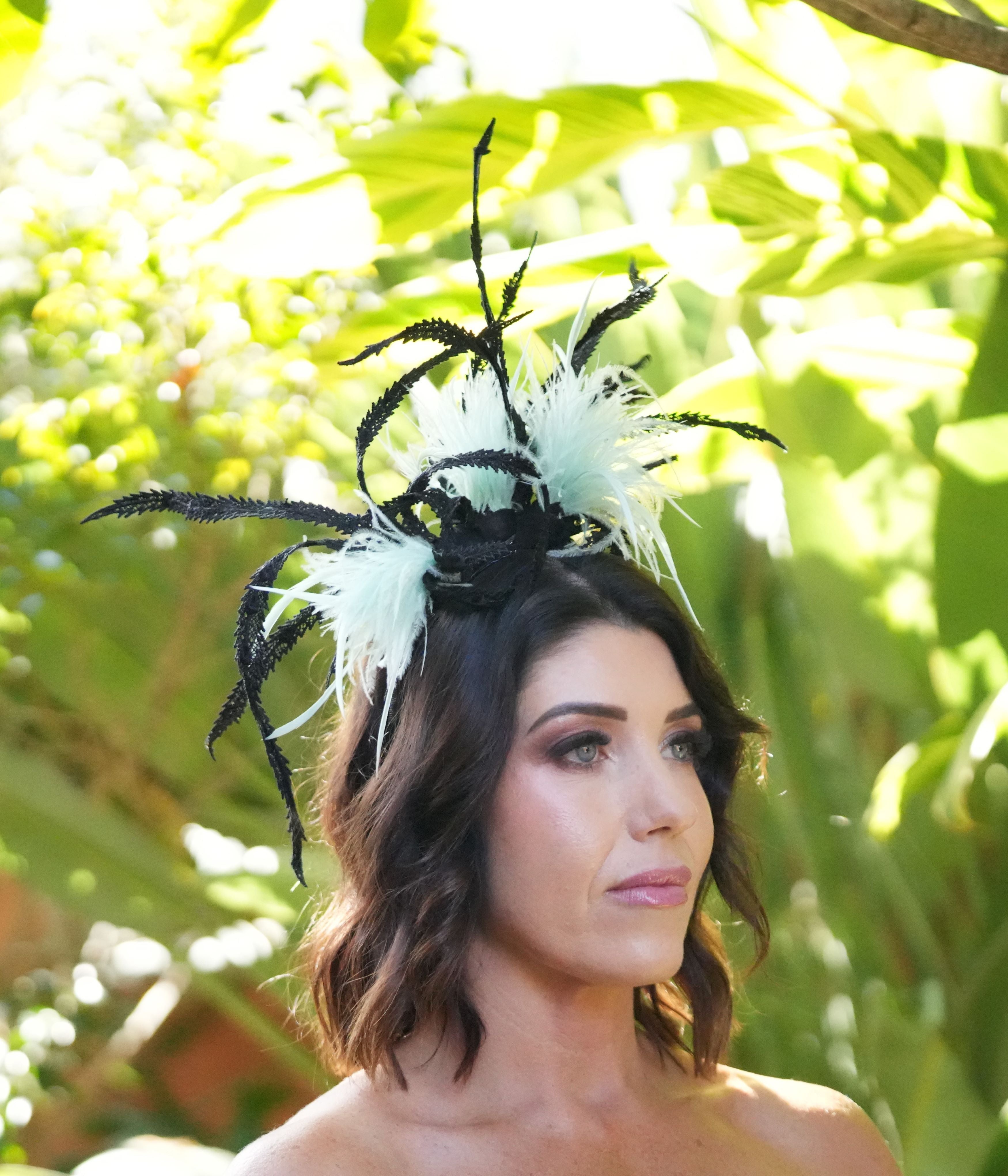 PEPPER Feather Fascinator Race Day Hat – Dezignz By Maree
