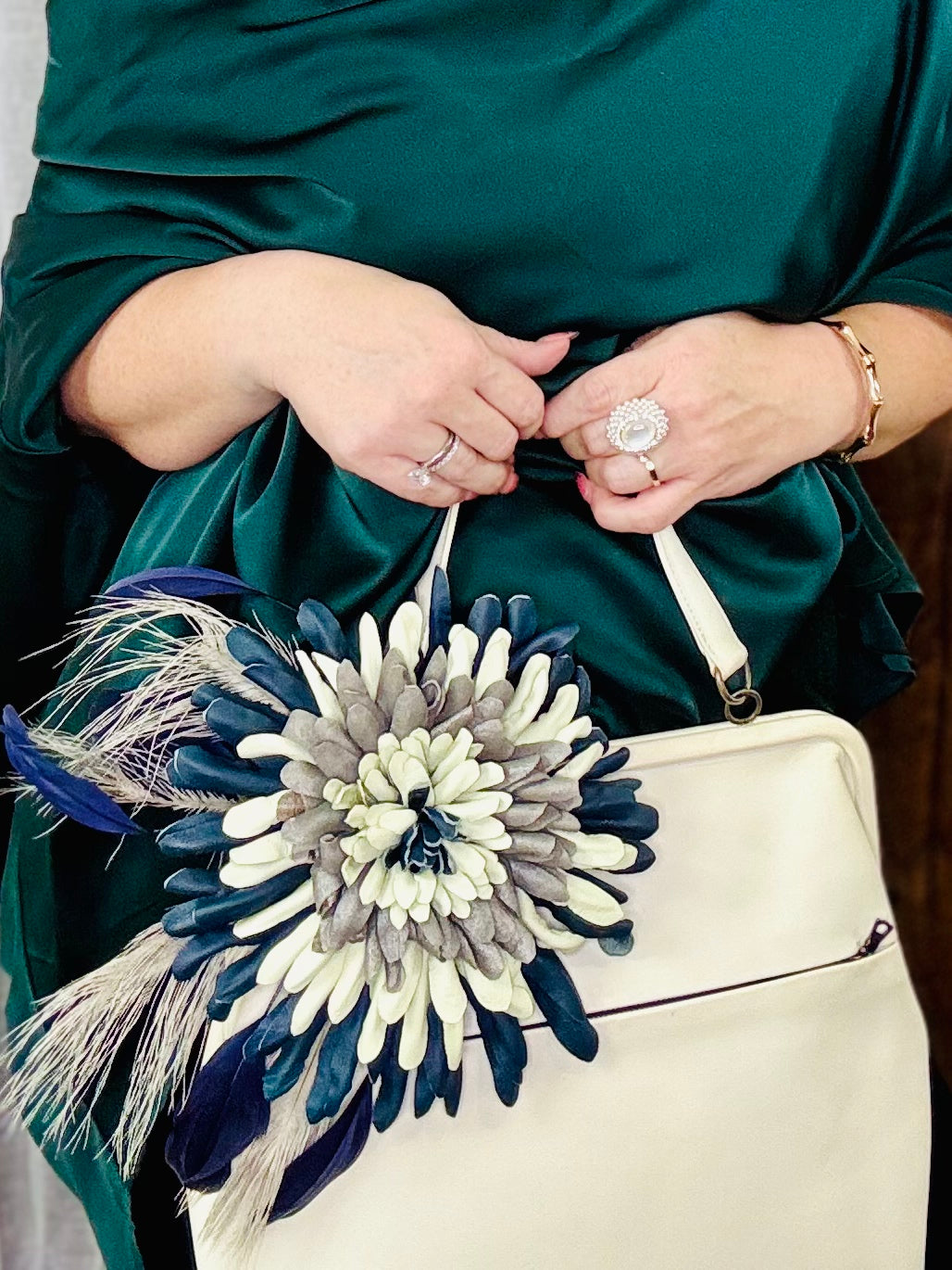 OAKLEY Leather Flower Brooch