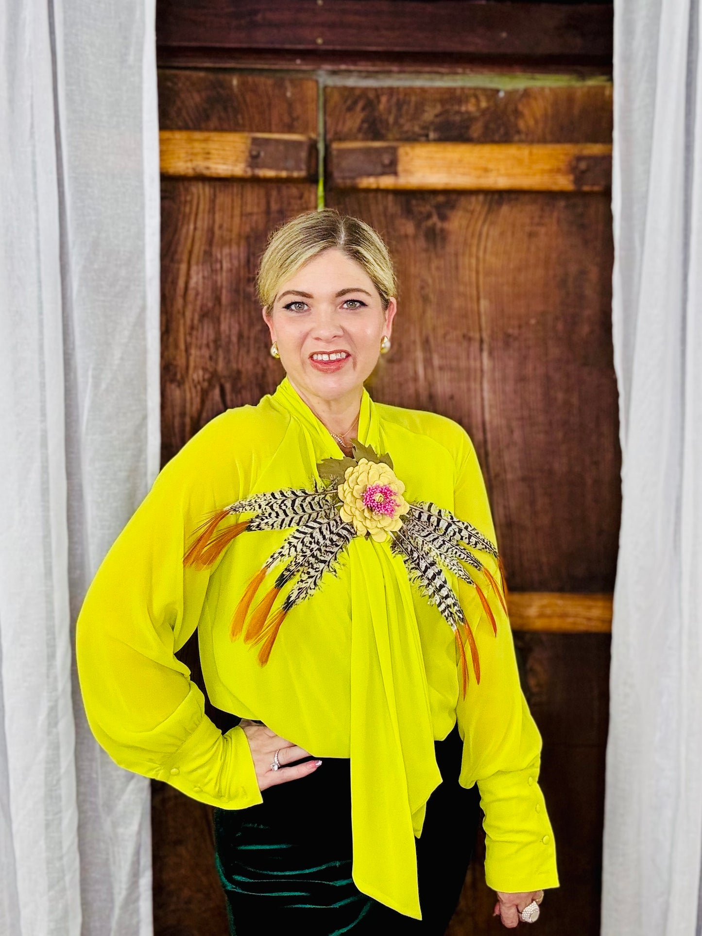 KHALESSI Leather Flower Brooch