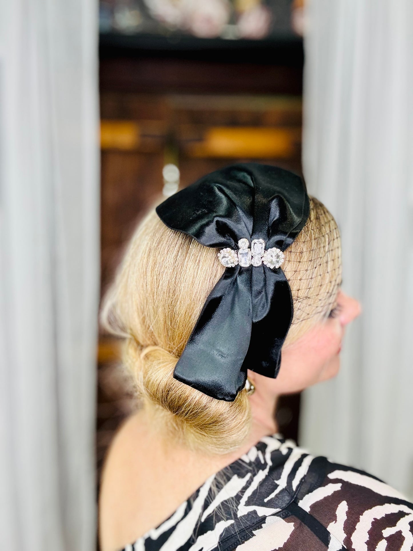 GEORGIA Black Satin Bow Hat