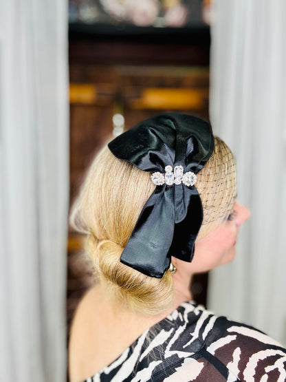 GEORGIA Black Satin Bow Hat