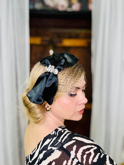 GEORGIA Black Satin Bow Hat
