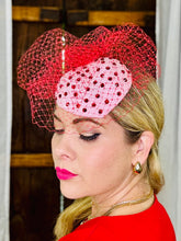 Load image into Gallery viewer, FAYE Pink Heart Cocktail Hat
