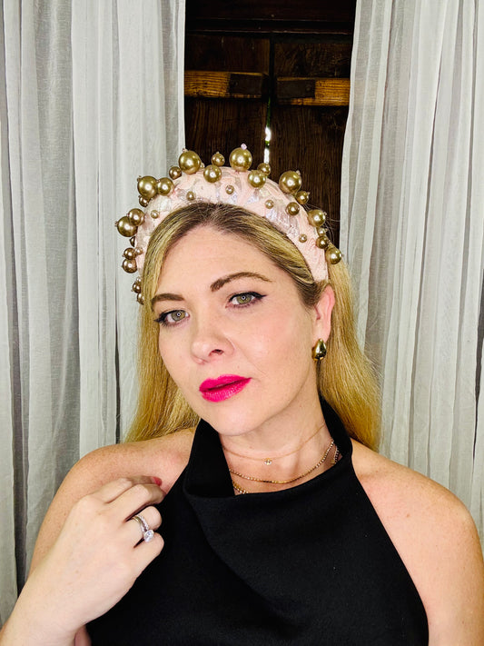 ISLA Pink Pearl Headband  Cocktail Hat