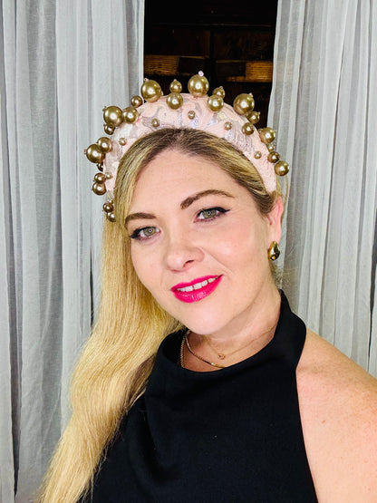 ISLA Pink Pearl Headband  Cocktail Hat