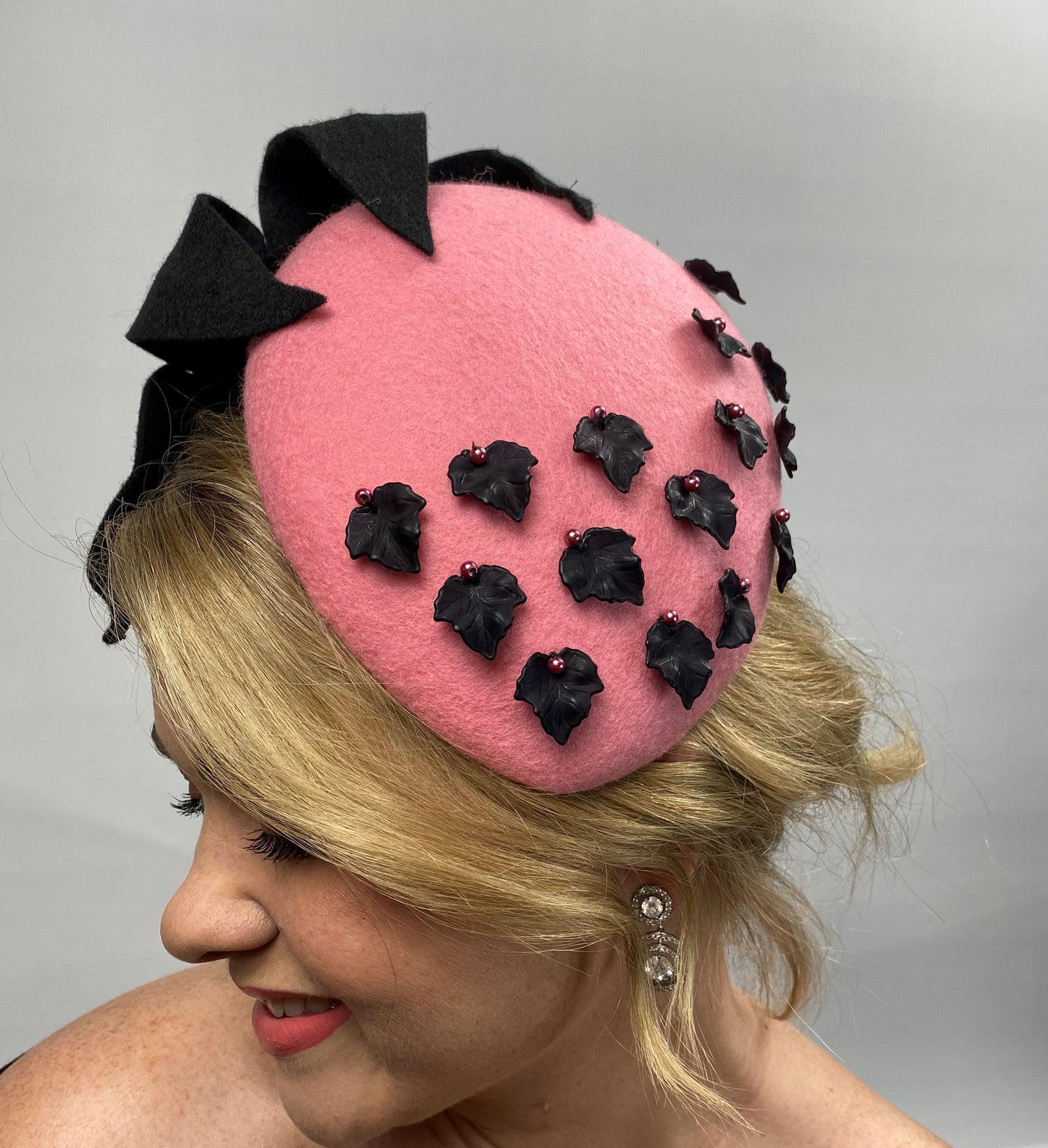 PHYLISS Pink Felt Race Day Hat Fascinator