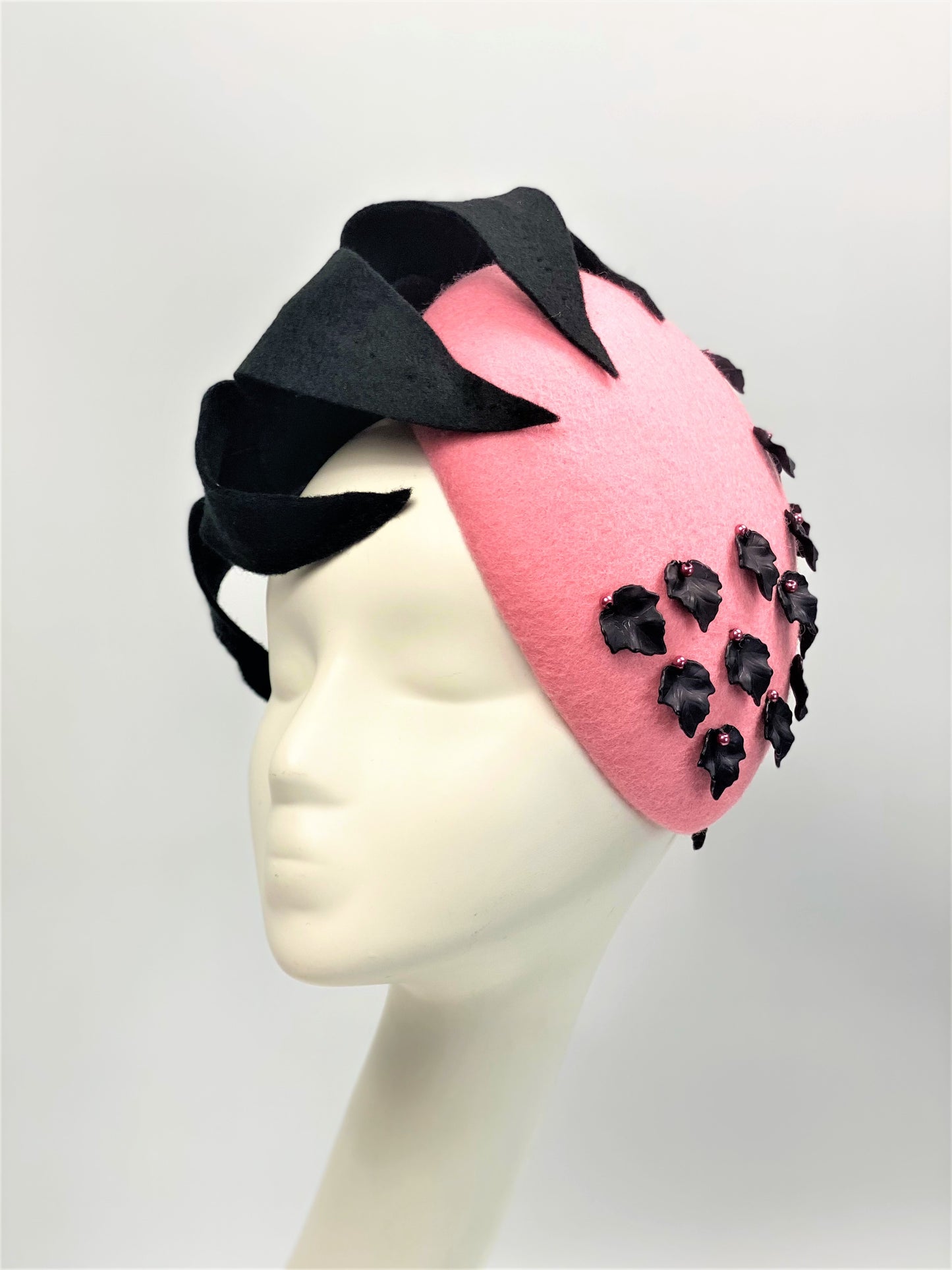 PHYLISS Pink Felt Race Day Hat Fascinator