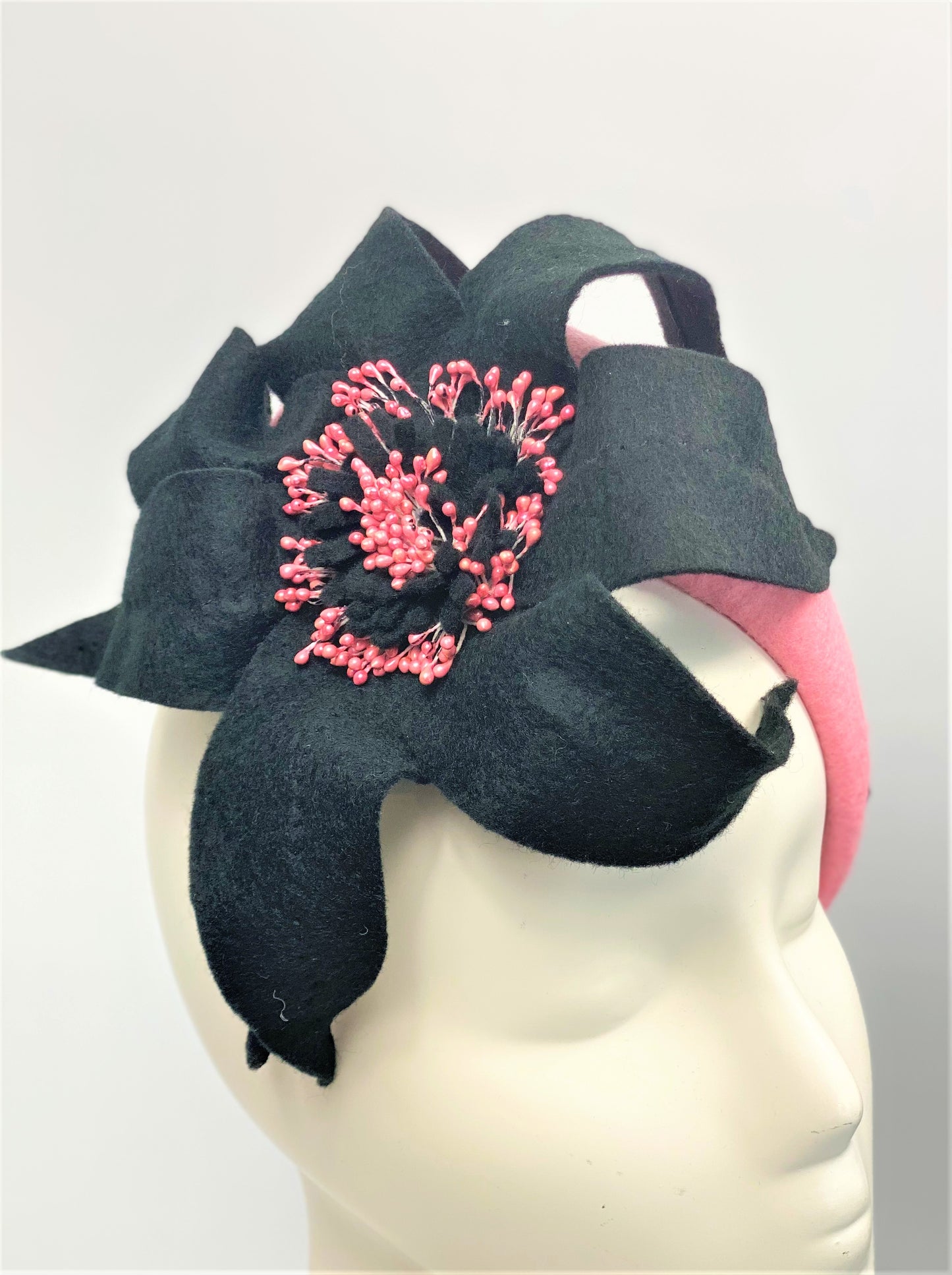 PHYLISS Pink Felt Race Day Hat Fascinator