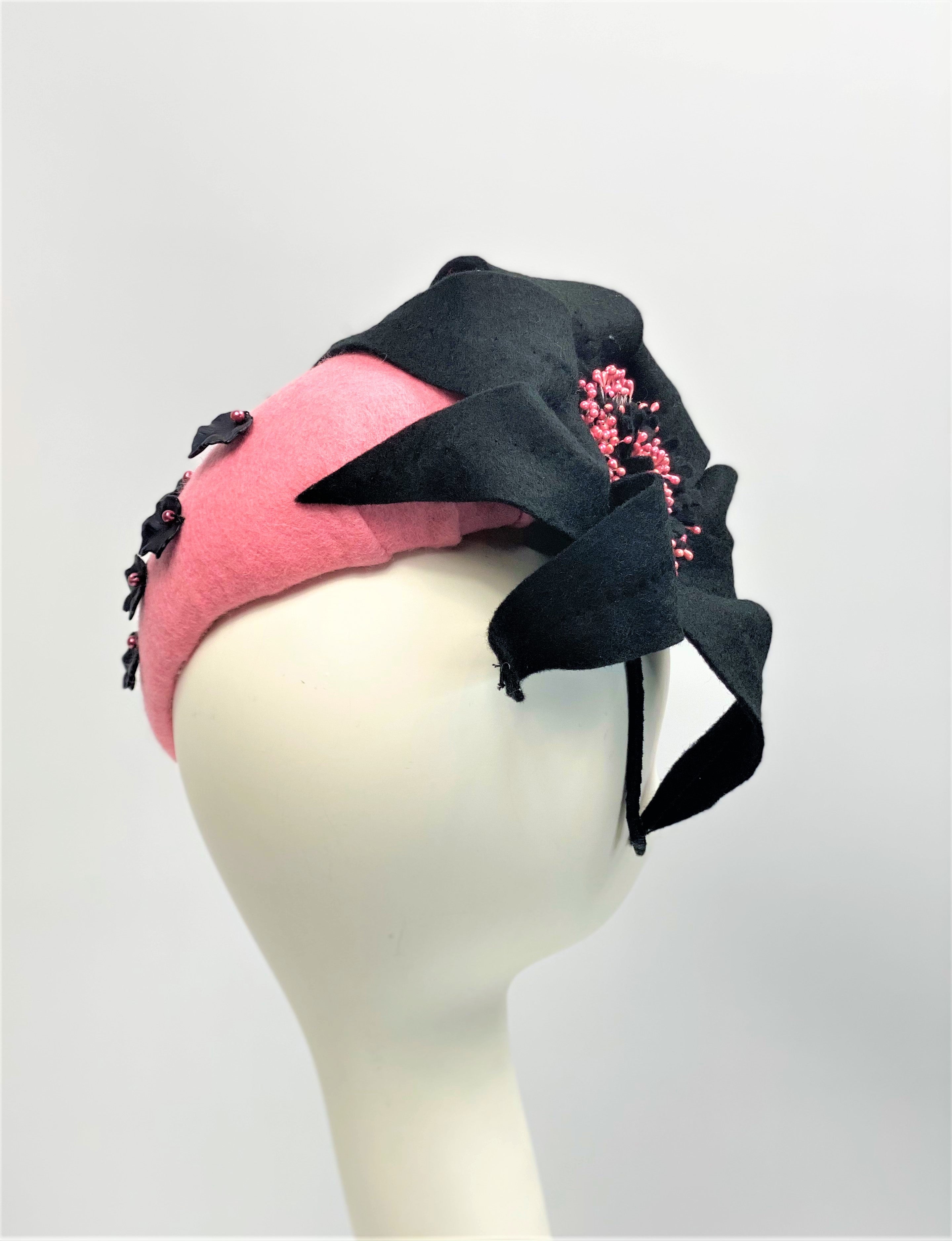 PHYLISS Pink Felt Race Day Hat Fascinator