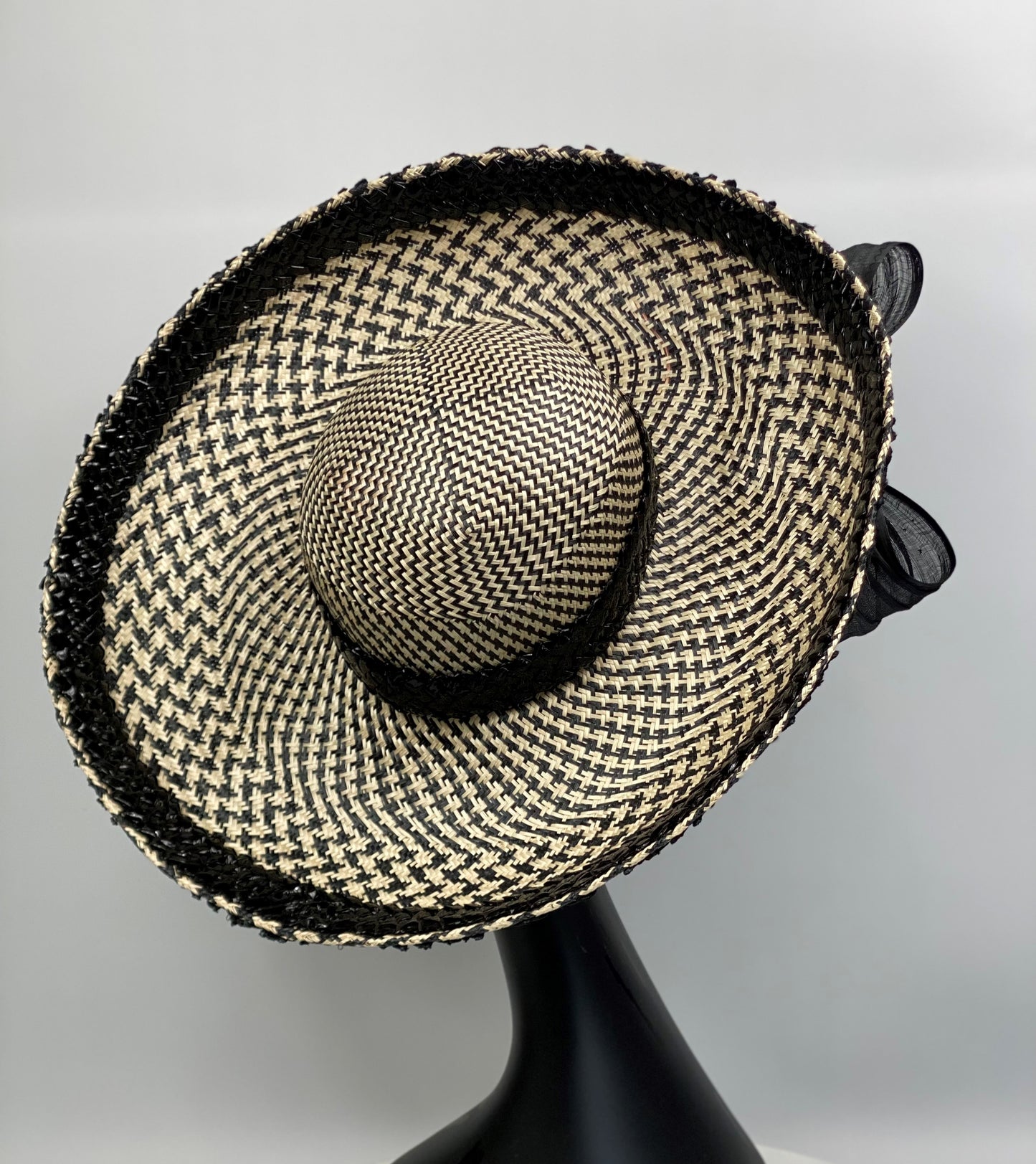 PALOMA Black and Cream  Wide Brim Race Day Hat