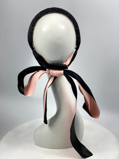 PARIS Black Satin Headband  Race Day Hat