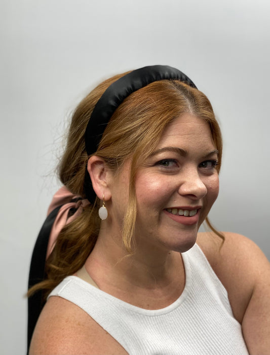 PARIS Black Satin Headband  Race Day Hat