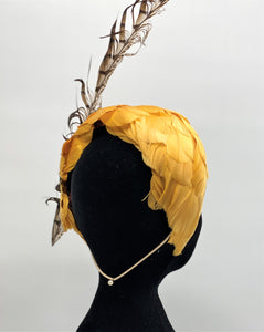 MAEVE  Mustard Feathers Race Day Hat Fascinator