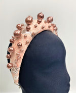 Load image into Gallery viewer, ISLA Pink Pearl Headband Fascinator Cocktail Hat
