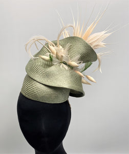 MADELYN Pale Green Button Hat Fascinator Race Day Hat