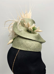 MADELYN Pale Green Button Hat Fascinator Race Day Hat