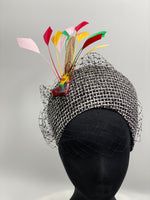 Load image into Gallery viewer, ANASTASIA Black and White Straw Crown Hat Race Hat Wedding Hat
