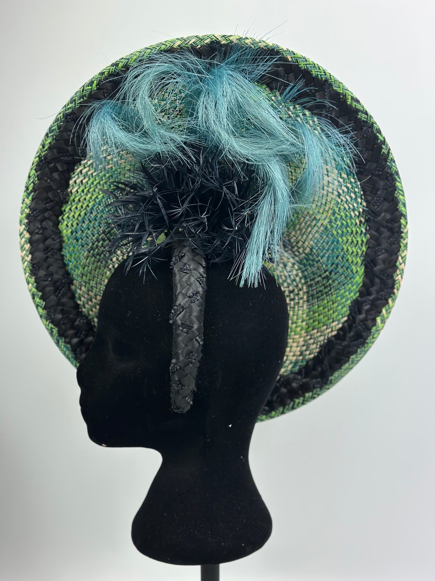 LOTTIE  Green Straw Hat Race Hat Fascinator