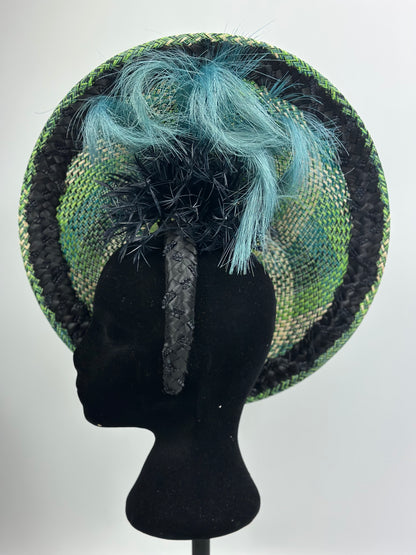 LOTTIE  Green Straw Hat Race Hat Fascinator