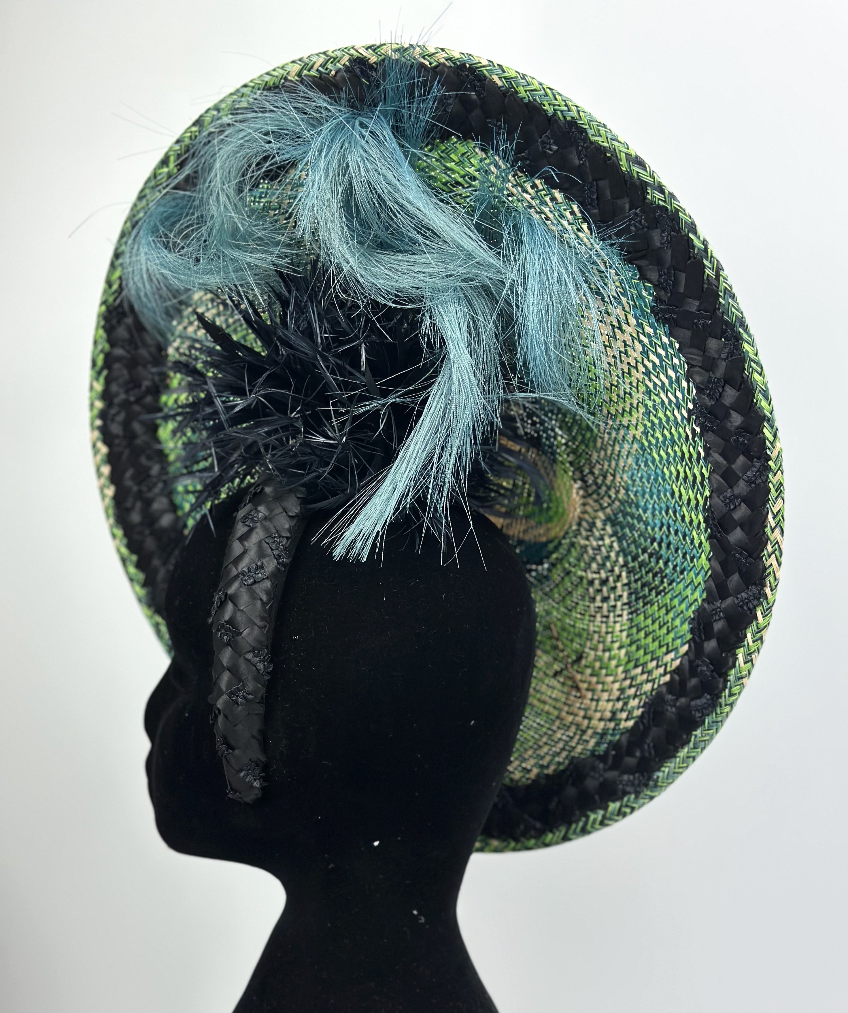 LOTTIE  Green Straw Hat Race Hat Fascinator